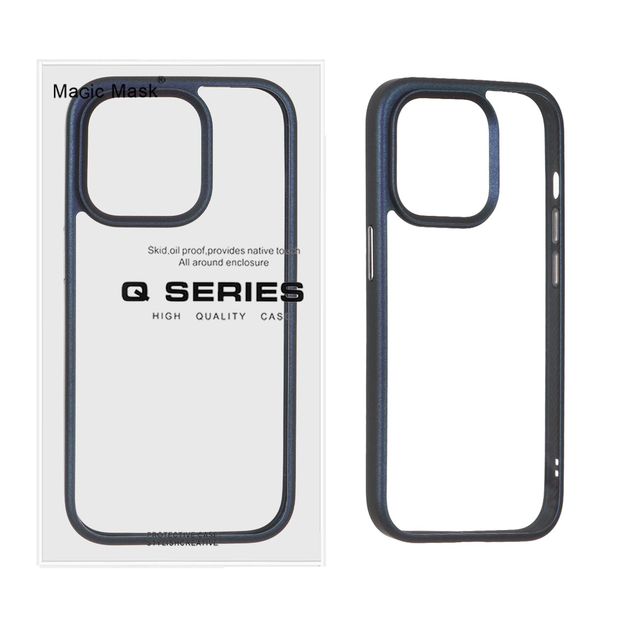 قاب اورجینال Q Series شفاف Ice مدل Apple iPhone 14 Pro - سرمه ای (پک دار)